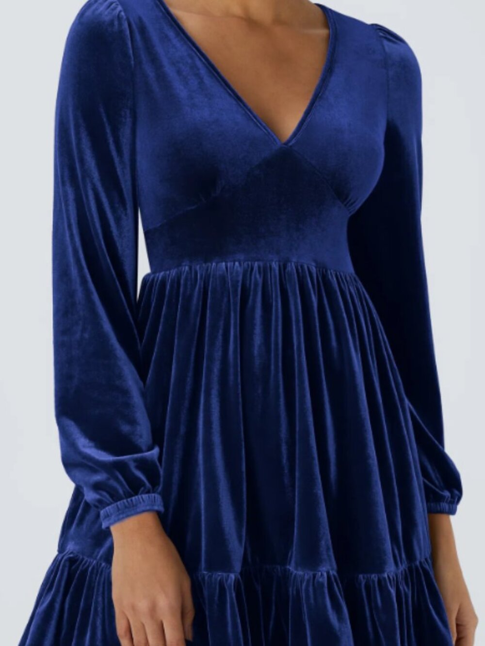 HALARA Everyday V Neck Long Sleeve Ruffled Hem Velvet Mini Chill Dress Size 2X
